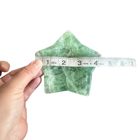 Green Flourite Crystal Star Shaped Ring Jewelry Dish Plate Decor Gemstone OS - Picture 12 of 14